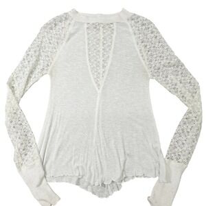Intimately Free People Lace Sleeve Top Women's XS Cottagecore Asymmetrical Fairy